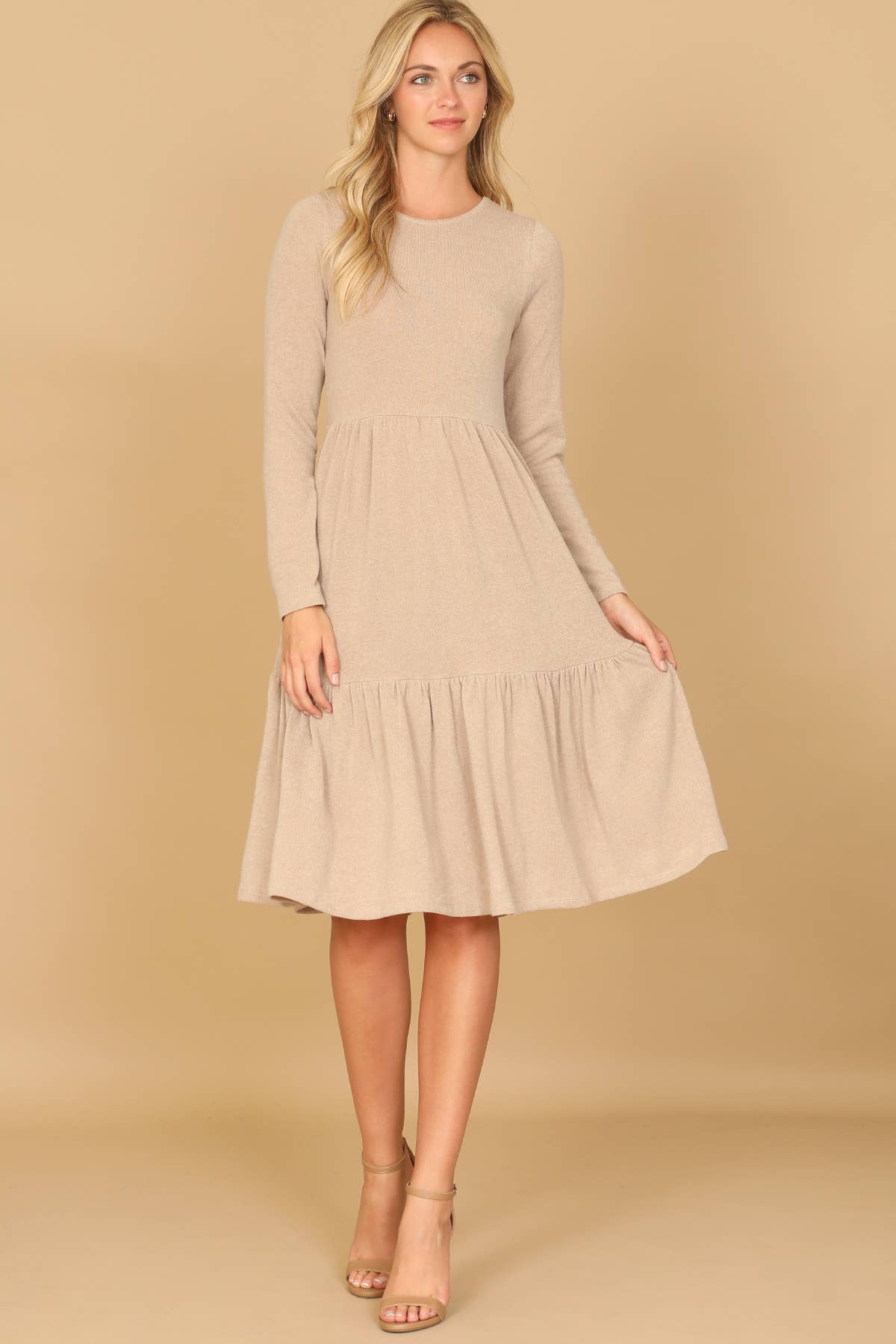 You & Me - Vente Robe – femme - ROBE À PLUSIEURS NIVEAUX EN CHAMBRAY À MANCHES LONGUES ET COL ROND YMD10121V15