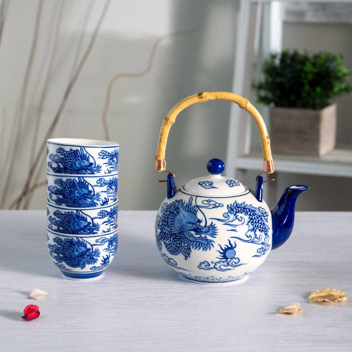 Urban Tokyo - Vendita all'ingrosso Servizi da tè - Set da tè Oriental Ryu Dragon 30 oz Teiera con 4 tazze (1/8)3