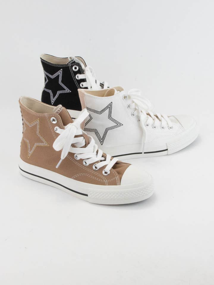 CELIA STAR EMBROIDERY DESIGN HIGH TOP CANVAS SNEAKERS for wholesale by CCOCCI