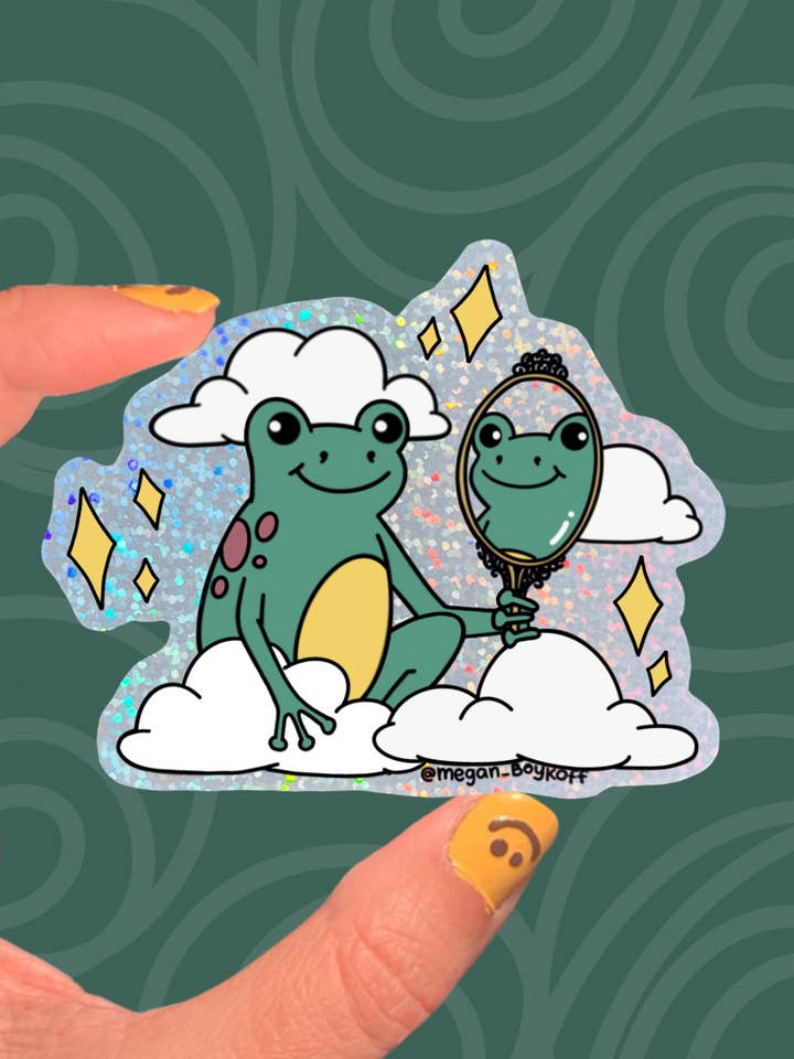 Autocollant Glitter Frog pour la vente par Megan Boykoff Art