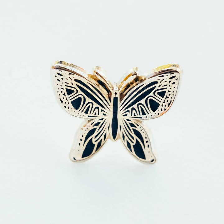 Black Butterfly Enamel Pins for wholesale by Dream Maker Pins