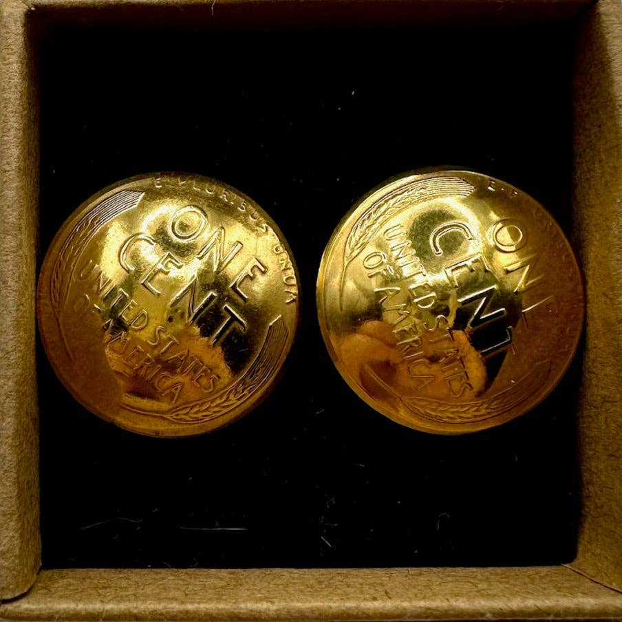 Mountainstruck Coin Rings and Jewelry - Venta al por mayor Gemelos - Hombre - Gemelos de moneda de centavo de trigo de EE. UU. chapados en oro de 24 quilates1