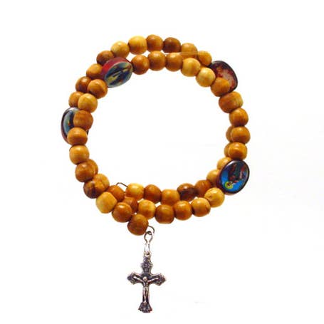 Olive Wood Bracelet Rosary Round for wholesale by Holy Land Imports