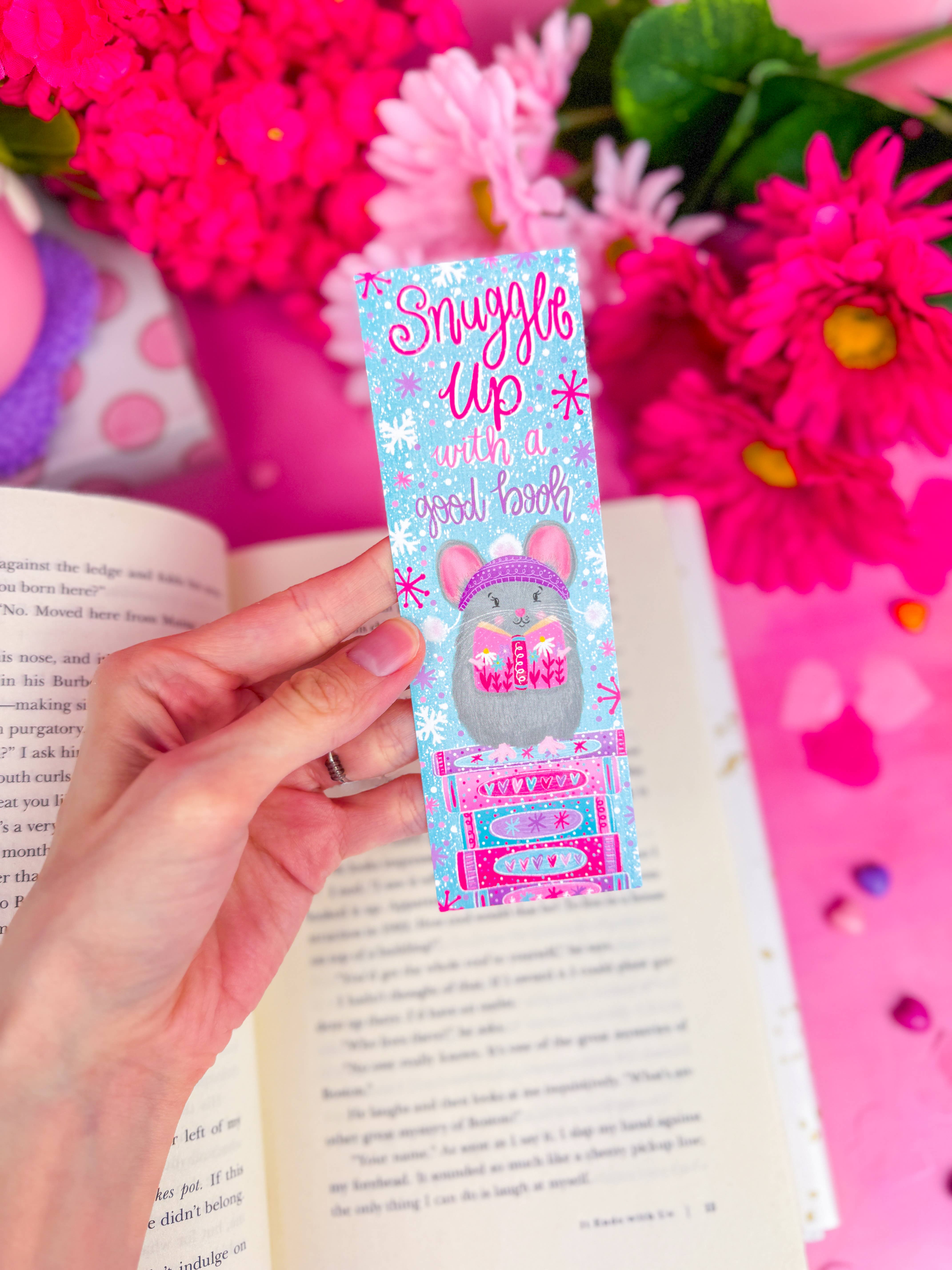 Emily Cromwell Designs - Wholesale Bookmark - Snuggle Up With a Good Book Winter Mouse Bookmark