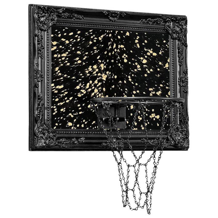 Hoops and Heritage - Wholesale Wall Accent - Black Cowhide Mini Basketball Hoop
