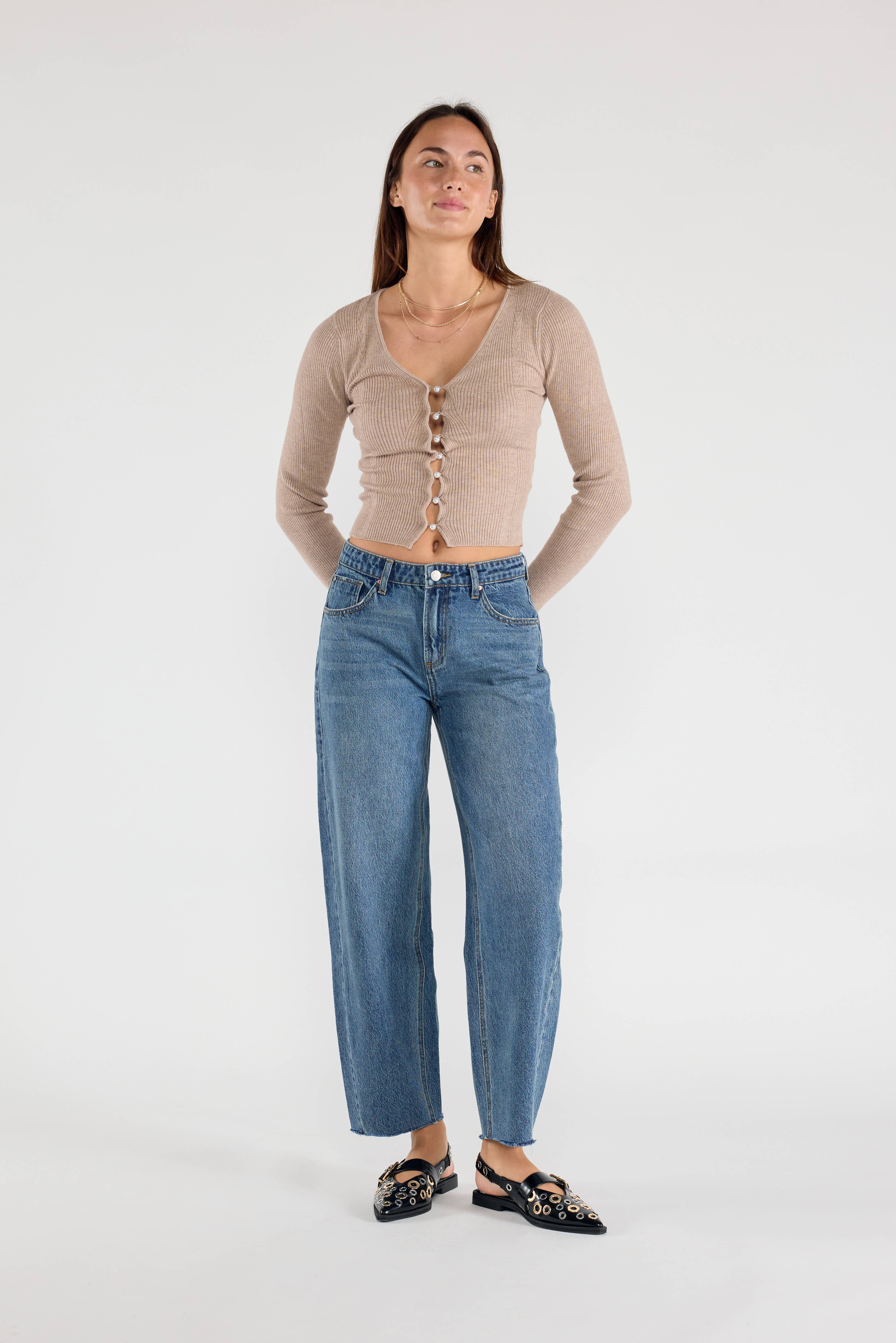 MEDIUM OPEN PACK Relaxed Barrel Jeans with Side Panel XP7013 for wholesale on Faire0