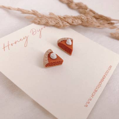Pumpkin Pie Polymer Clay Stud Earrings for wholesale by Honey Dijon
