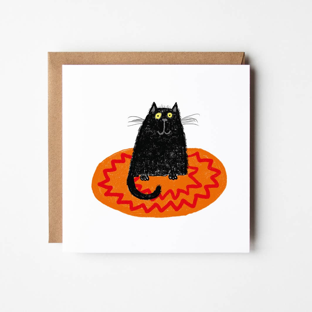Design Smith - Wholesale Everyday Greeting Card - Cat on a cosmic mat - Blank Greetings card