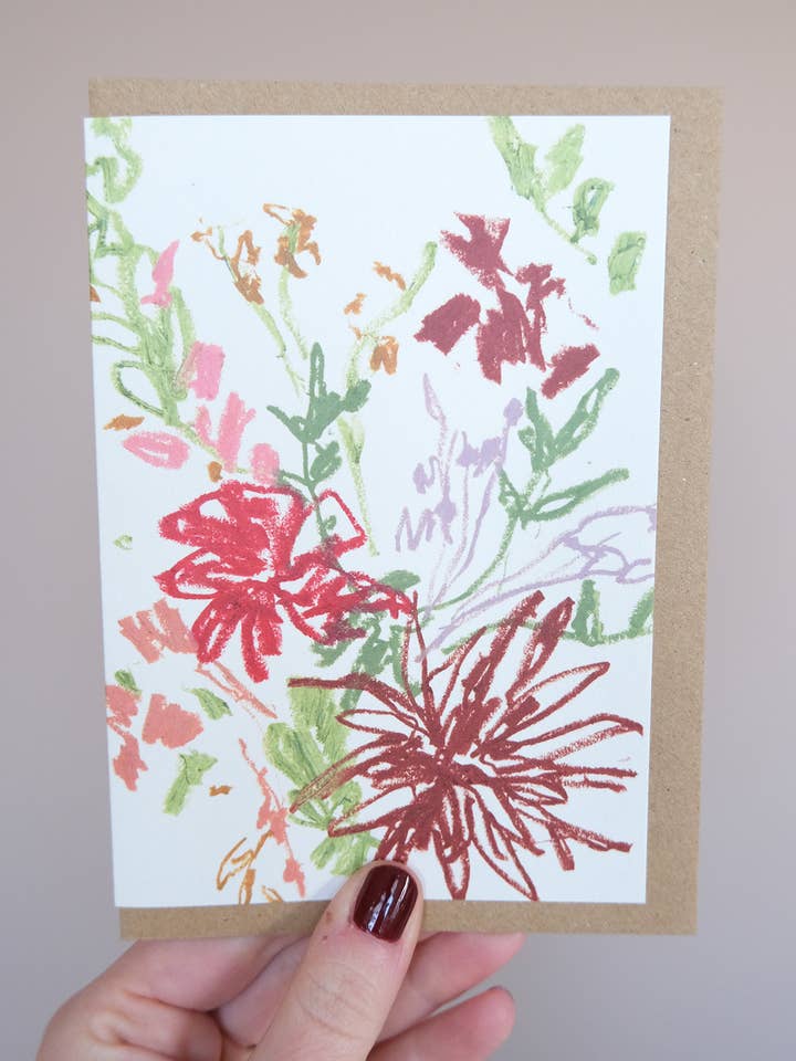 Autumn Blooms Greeting Card for wholesale by Sophie Tresidder Printmaker