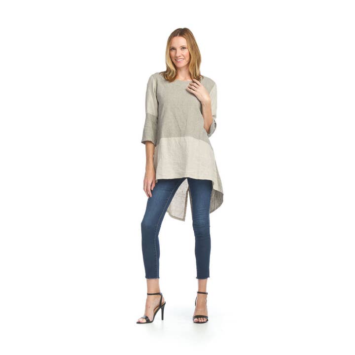 PT12029 LINEN Linen & Cotton Striped Oversized Patchwork for wholesale by Papillon