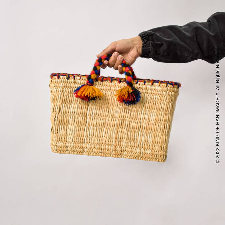 Cestas de mercado marroquinas artesanais, cesto de vime francês por atacado de King Of Handmade