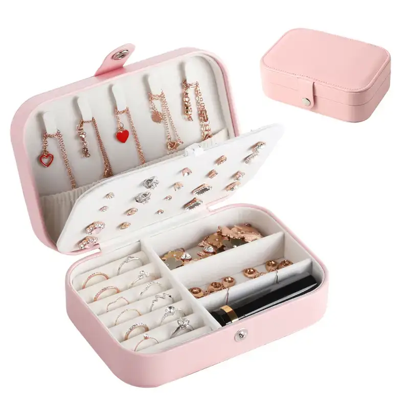 Magnifique Hearts – Großhandel Schmuckschatulle/-Organizer – Tragbare Reise-Schmuckbox aus stylischem veganem Leder0