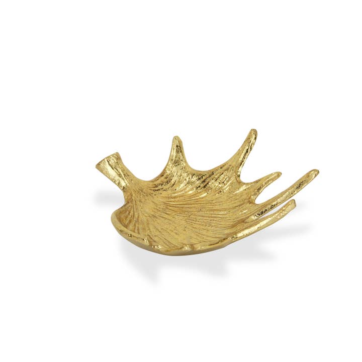 Cheungs Home Decor - Venta al por mayor Bandejas/platos/boles decorativos - Plato decorativo Widal de hierro fundido dorado con cuernos1