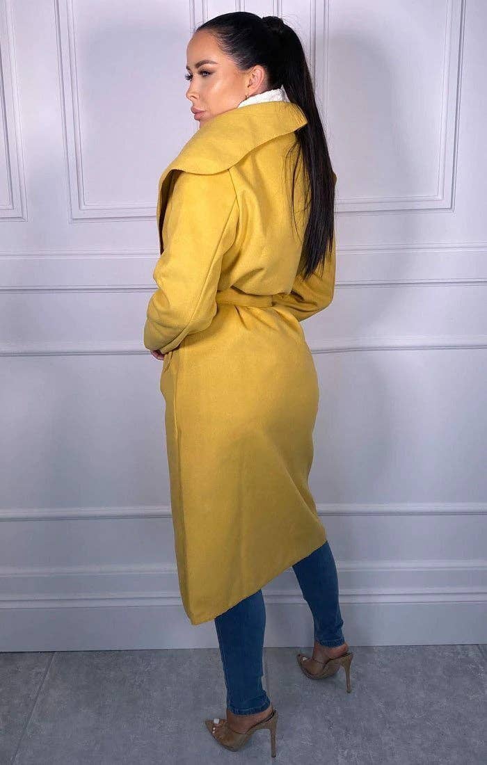 Femme Luxe - Vente Trench – femme - Manteau long ceinturé Mustard Waterfall Duster - Pola2