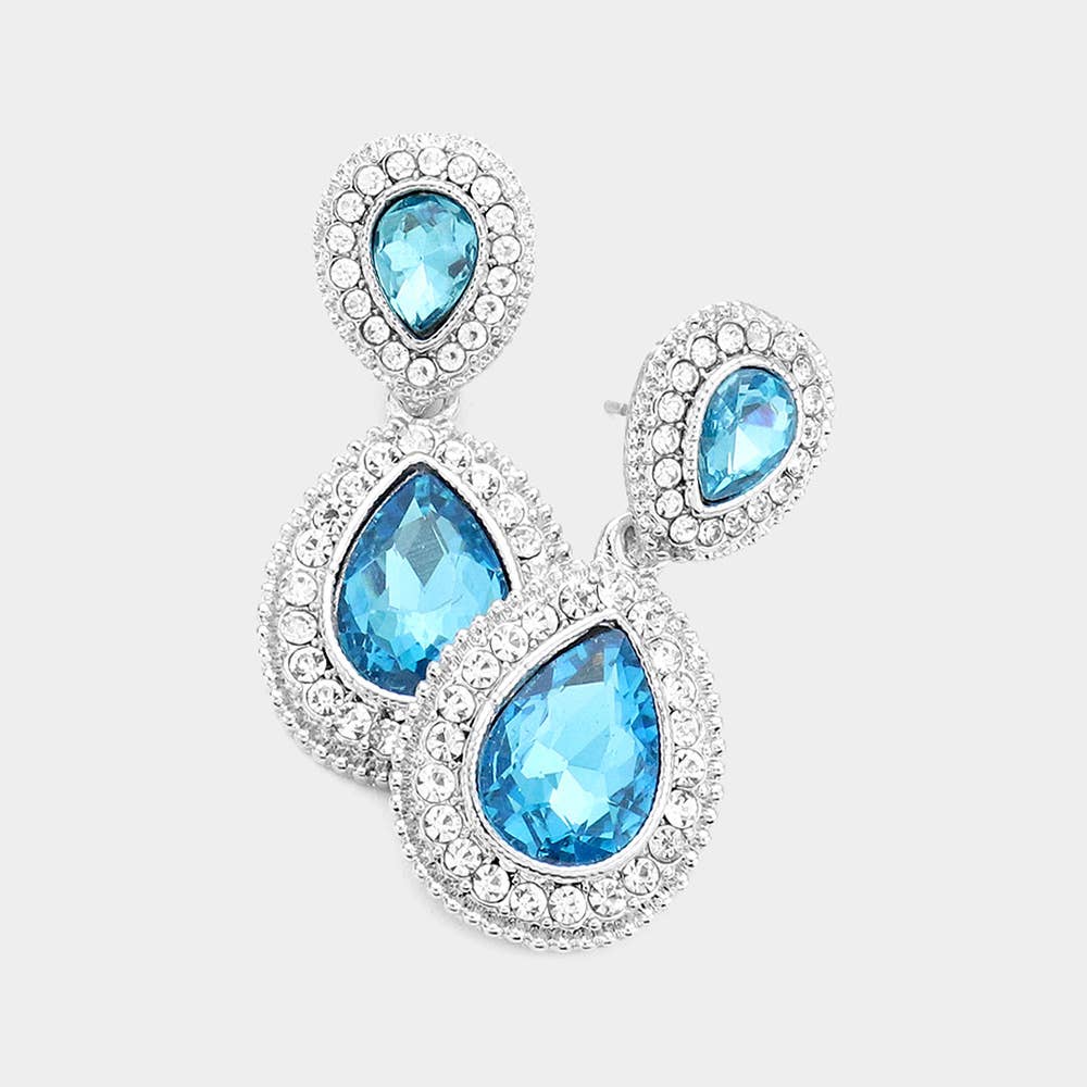 Sensibling Corp. - Wholesale Dangle Earrings - Rhinestone Trim Teardrop Evening Earrings1