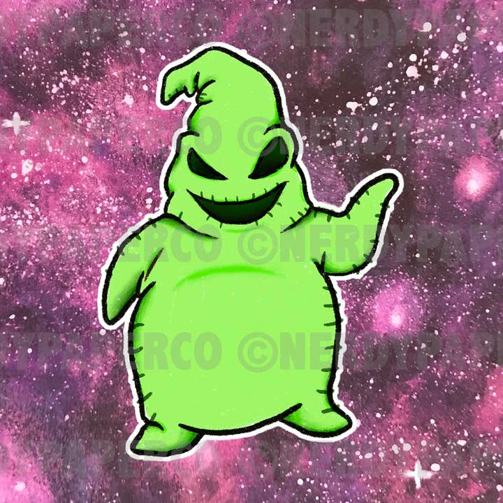 Adhesivo de vinilo impermeable OOGIE dibujado a mano NIGHTMARE B4 inspirado en Navidad para venta al por mayor de NERDY PAPER CO.