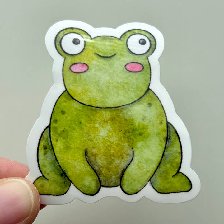 Cute Watercolor Style Frog Vinyl Sticker for wholesale by Labcraft Studio