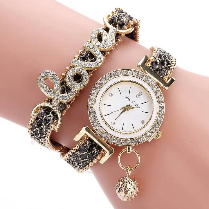 WoodWristCo - Wholesale Wrist Watch - Women's - Fashion Love Style Rhinestone Wrap Women Wrist Watch4