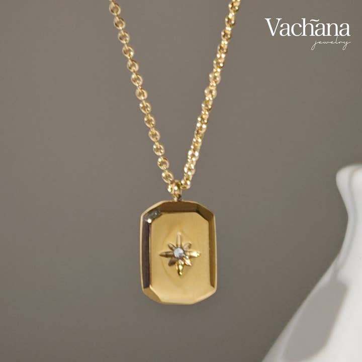 Vachana – wholesale Pendant/charm necklace – Teardrop, Rectangular Cubic Zirconia North Star Necklace 4
