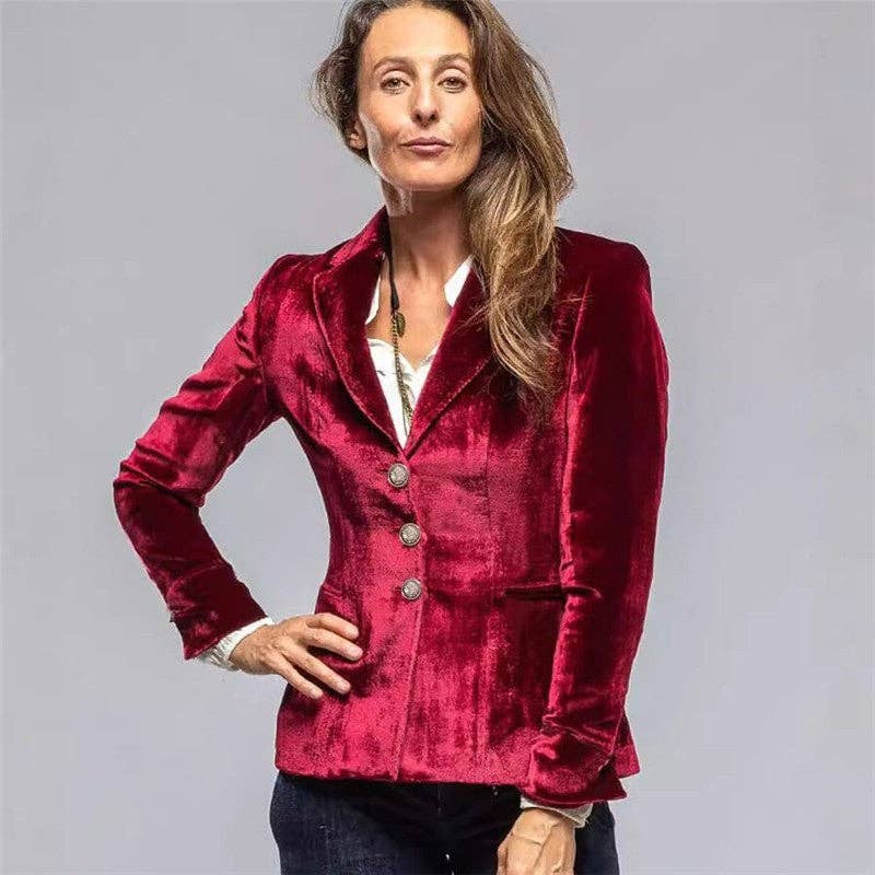 Sheer Trend – Großhandel Blazer – Damen – Kurzer Samtblazer in Unifarbe2