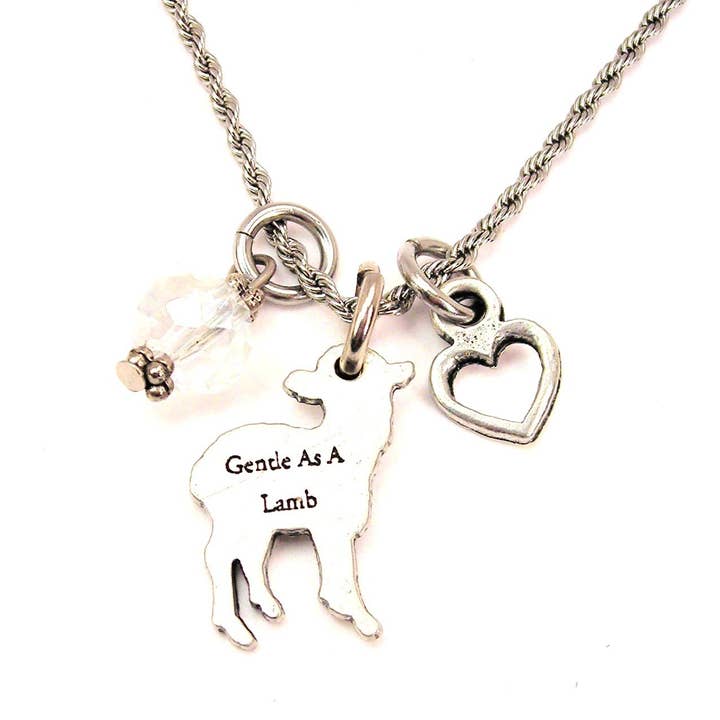 Gentle As A Collier Chaîne d'Agneau avec Accent Cristal pour la vente par Chubby Chico Charms
