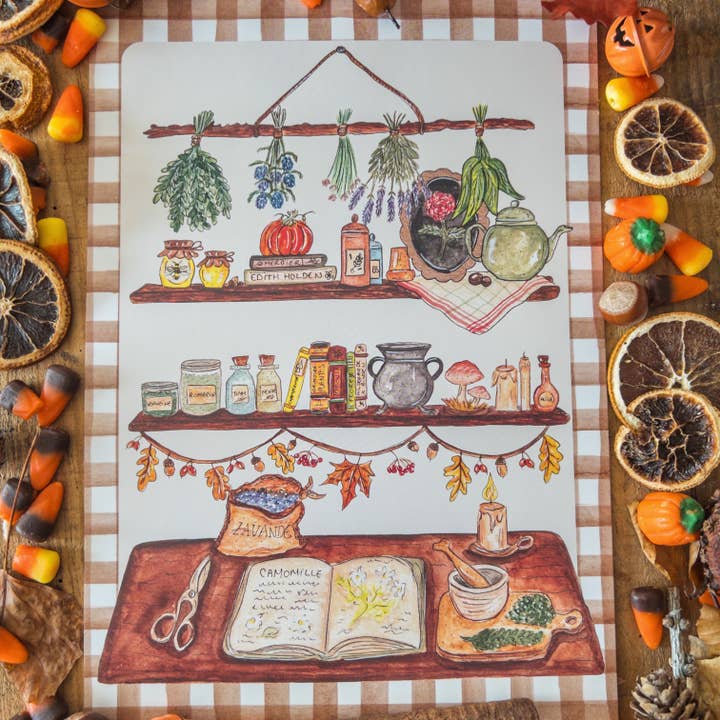 CAROFROMWOODLAND - Wholesale Poster - Witch shelf - A4 poster (destocking)