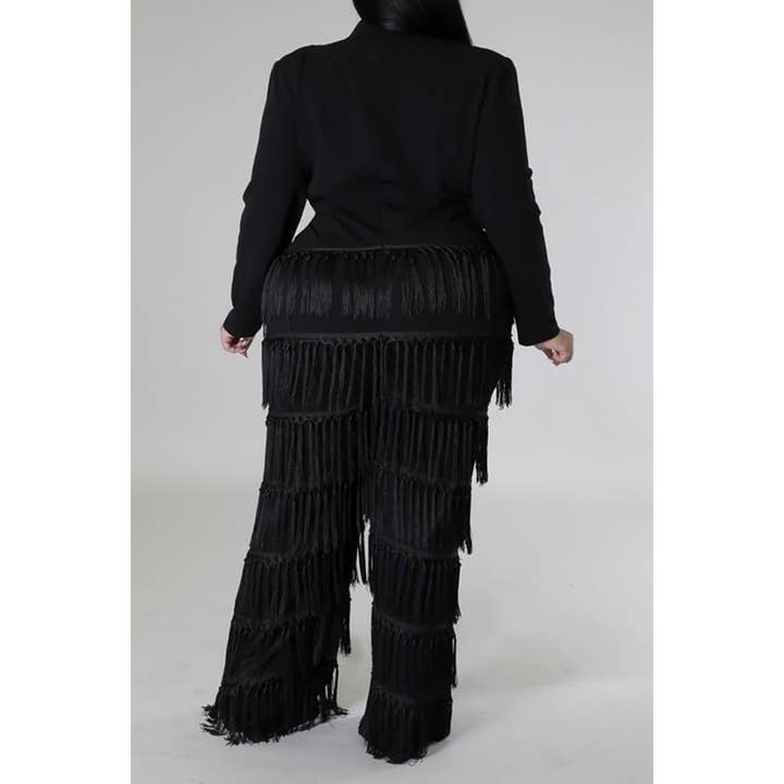 Black Pearl Clothing - Wholesale Jumpsuit - Women's - PLUS SIZE CLOTHING GLAMOUR EDGE FRINGE JUMPSUIT
