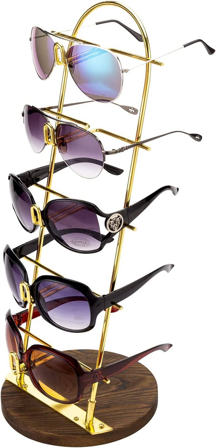 MRKD for Life - Wholesale Retailer Display Stand/Case - Modern 5-Tier Gold Metal+ Wood Sunglasses Display1