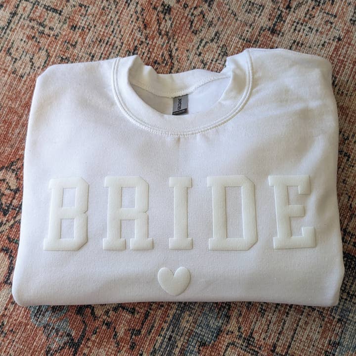 P E T I T R U E - Wholesale Graphic sweatshirt – Women’s - Bride Crewneck Sweatshirt Bride Sweater Gift Puff Print1