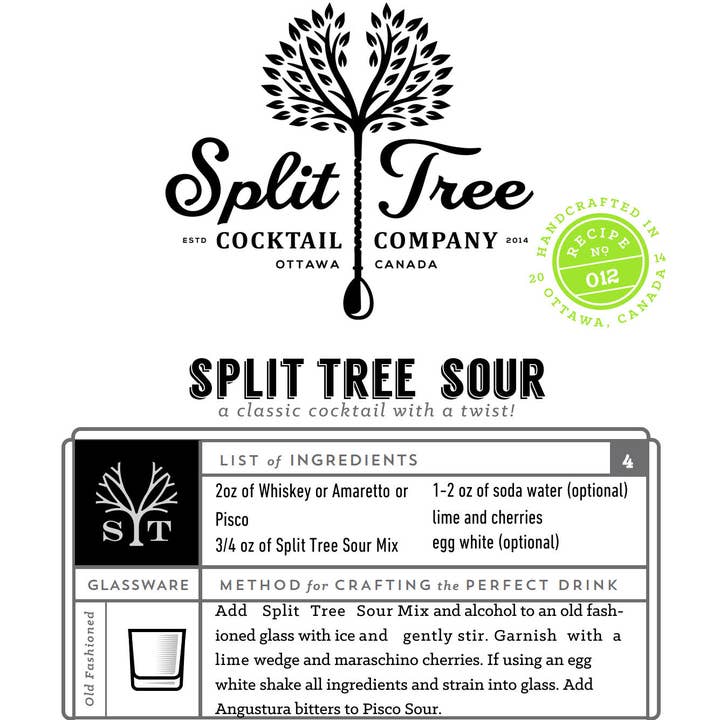 Split Tree Cocktail Co – wholesale Cocktail mix/syrup – Sour Mix Cocktail and Soda Mix