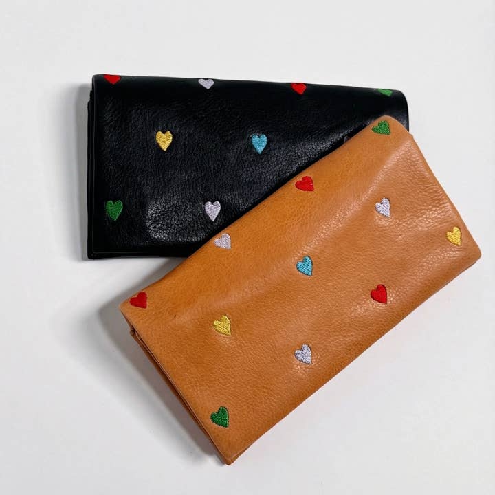 Leather Eloise Embroidered Heart Wallet for wholesale by Latico Leathers