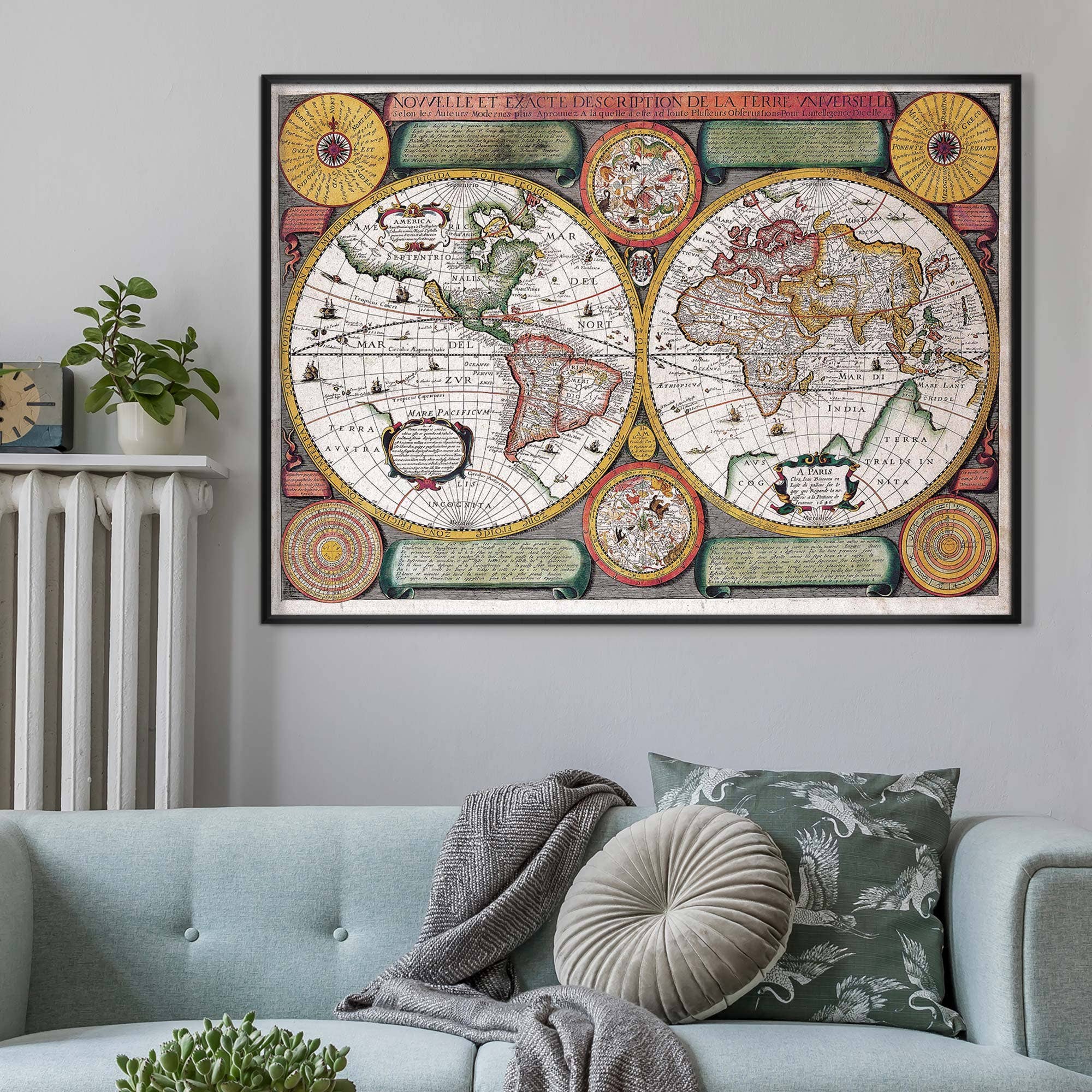 Ink & Drop – Engroshandel Kort – Vintage kort over verden med begge Hempispheres1