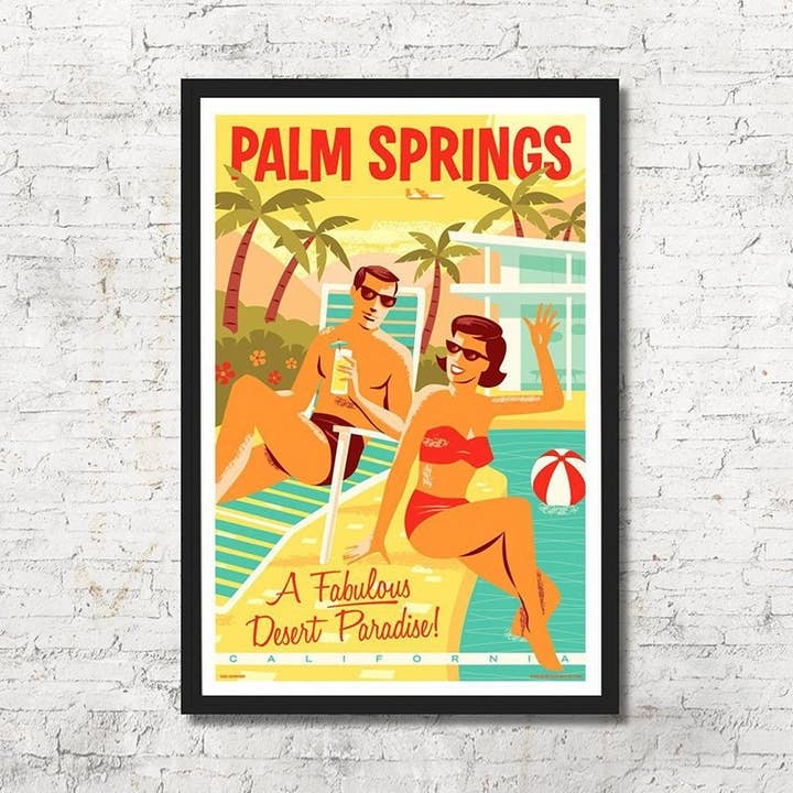 Palm Springs Art Print Wall Decor Gift for wholesale by Red Robot Design & Illustration