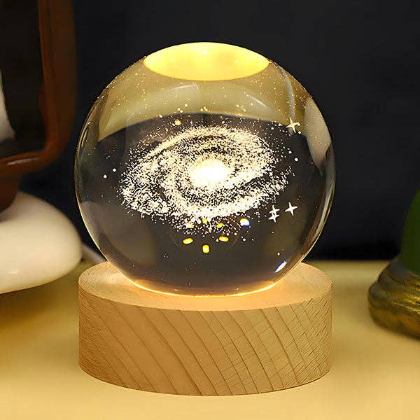 Showcase - Wholesale Decorative Tabletop Object - CelestiaGlow LED Crystal Ball With Wooden Base (Multiple Styles)