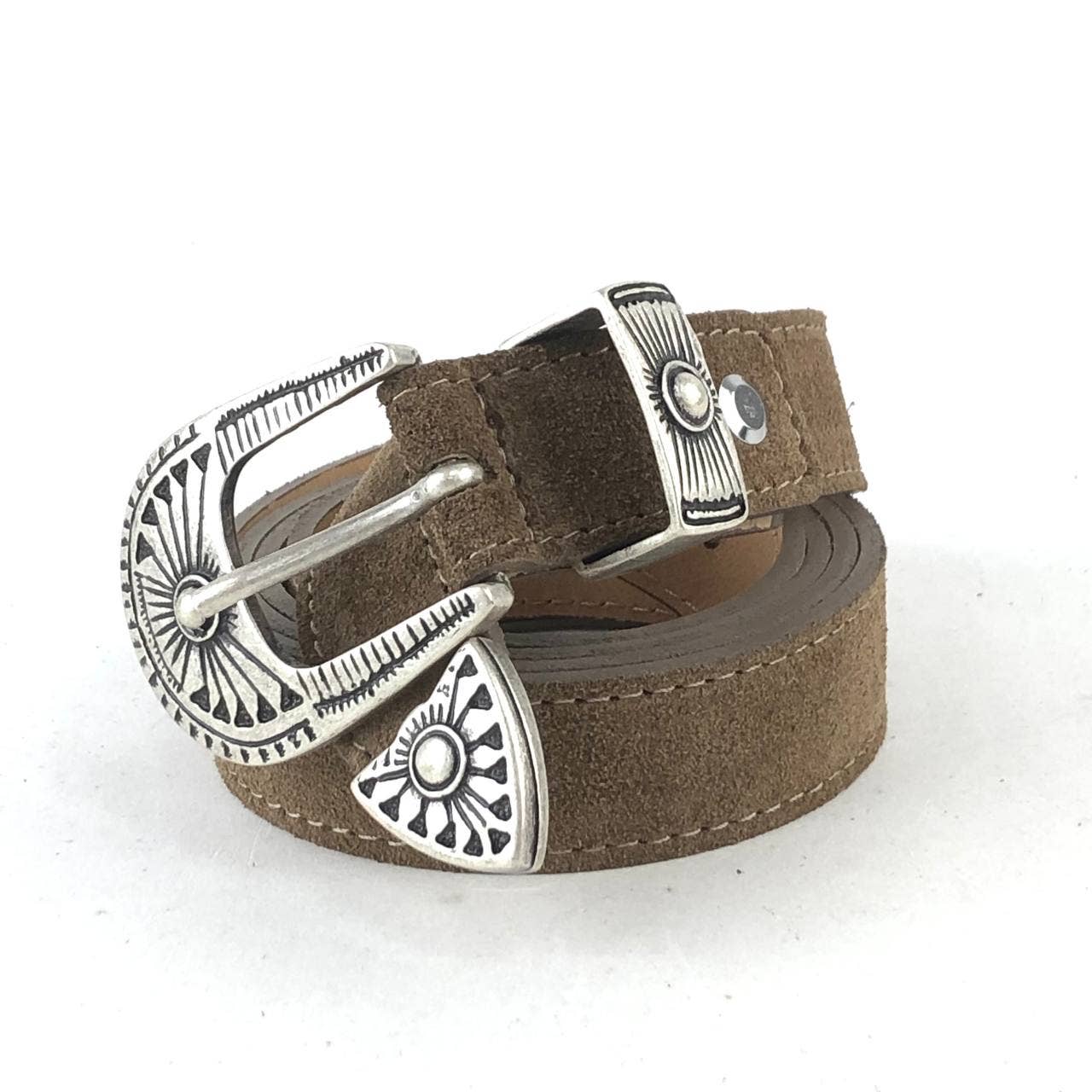 MILANO AMOUR - Vente Ceinture – femme - Ceinture Tris en daim véritable cuir, fabriquée en Italie3