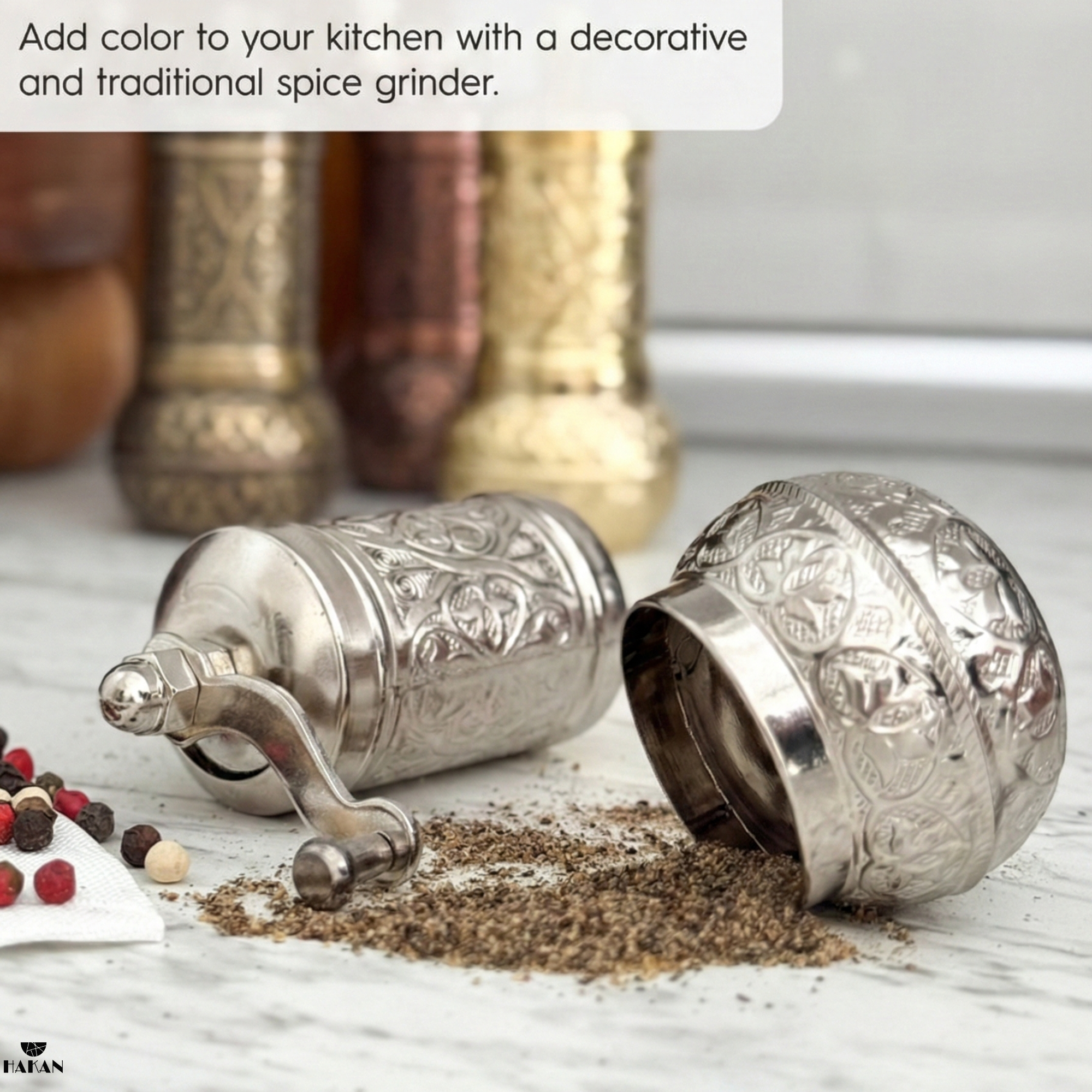 Hakan - Wholesale Pepper Mill - Copper Black Pepper Grinder, Refillable Spice Mill, 4.3 in26