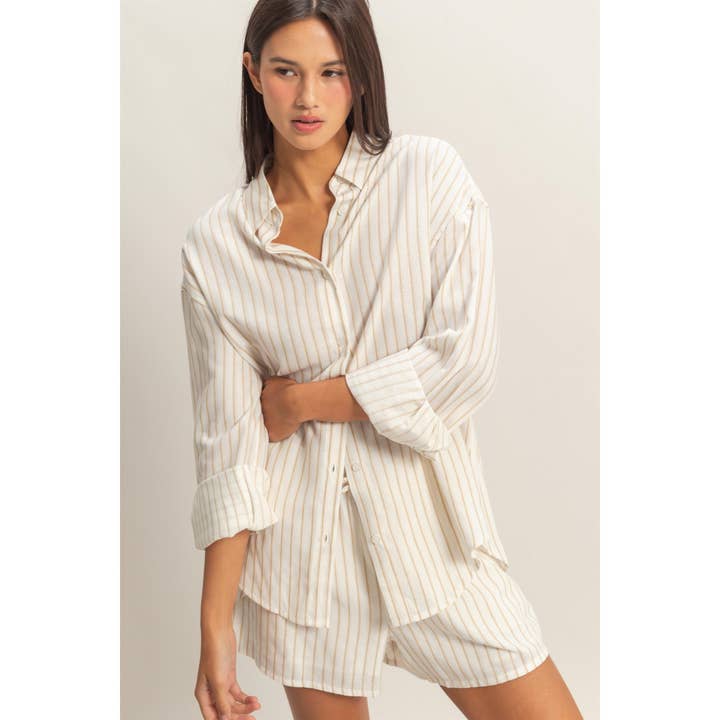 Stribet Skjorte med Knapper for engroshandel hos Double Zero