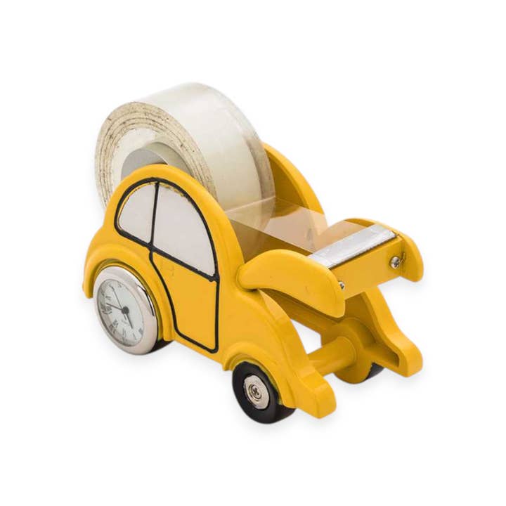 Jaune Horloge de table en forme de taxi jaune avec distributeur de ruban adhésif en vente sur Faire3