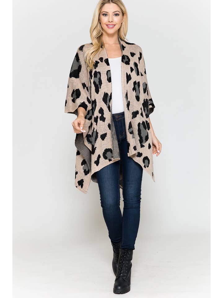 Justin & Taylor - Wholesale Kimono - Women's - Clarabelle || Leopard Print Kimono Cardigan Sweater9