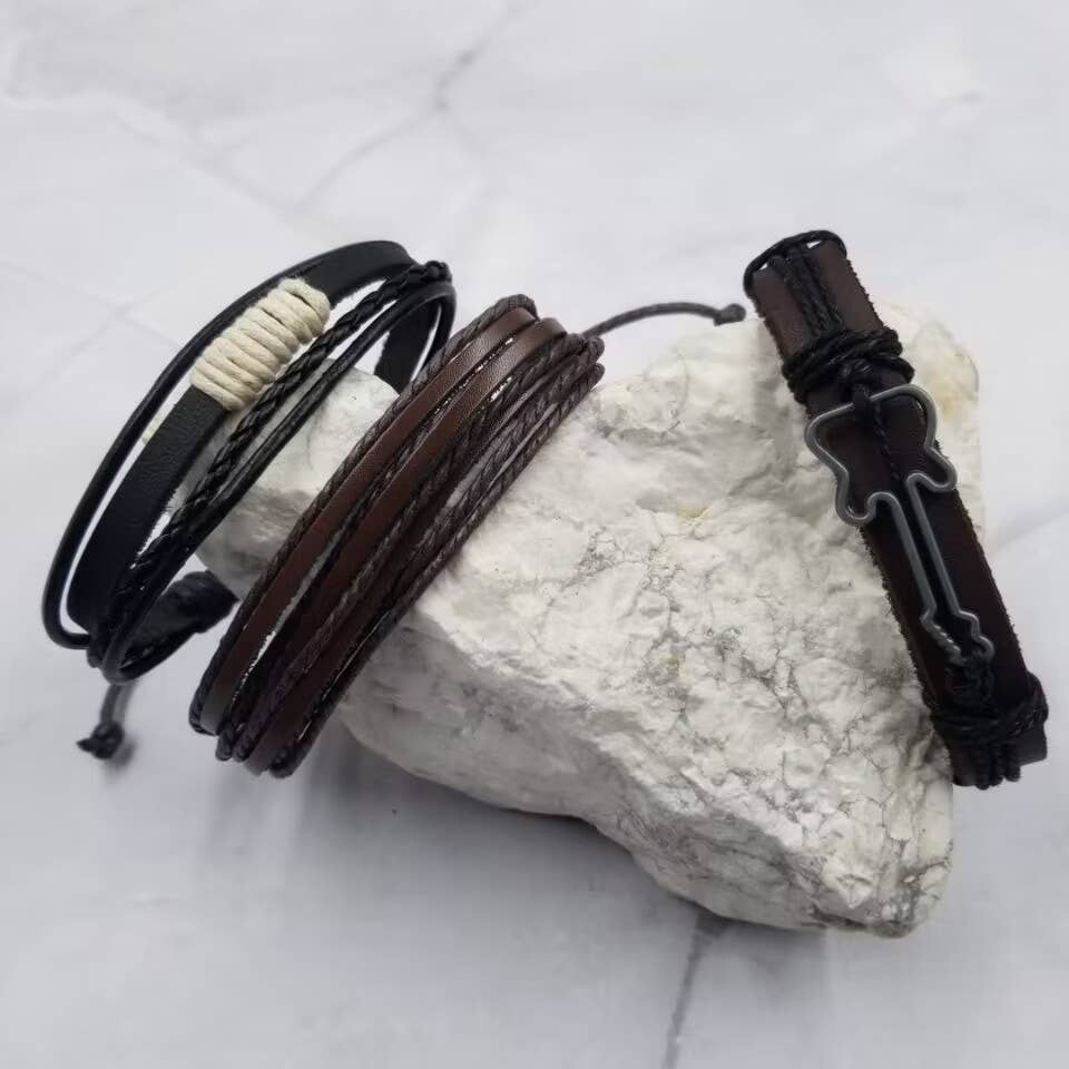 The Pretty Jewellery - Wholesale Jewelry Set - Simply Guitar Layer Leather Bracelet - Set Of 31
