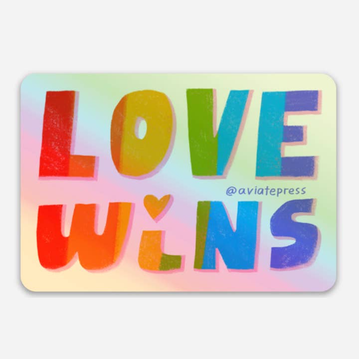 Aviate Press - Wholesale Sticker - Love Wins Holographic Gay Pride Sticker1