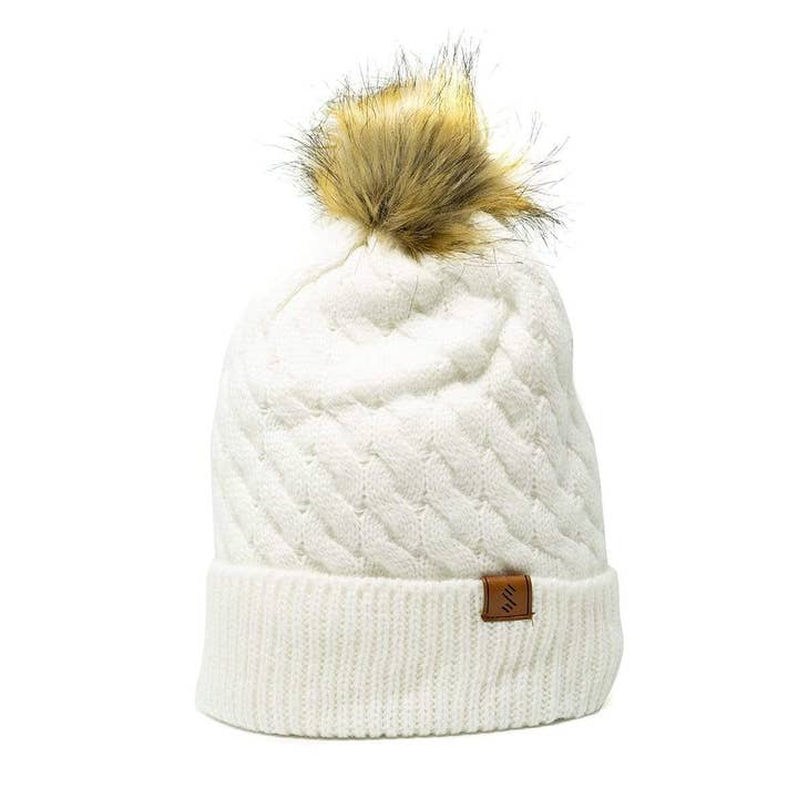 Gorro Acogedor con Pompón - Blanco para venta al por mayor de SLYK Shades