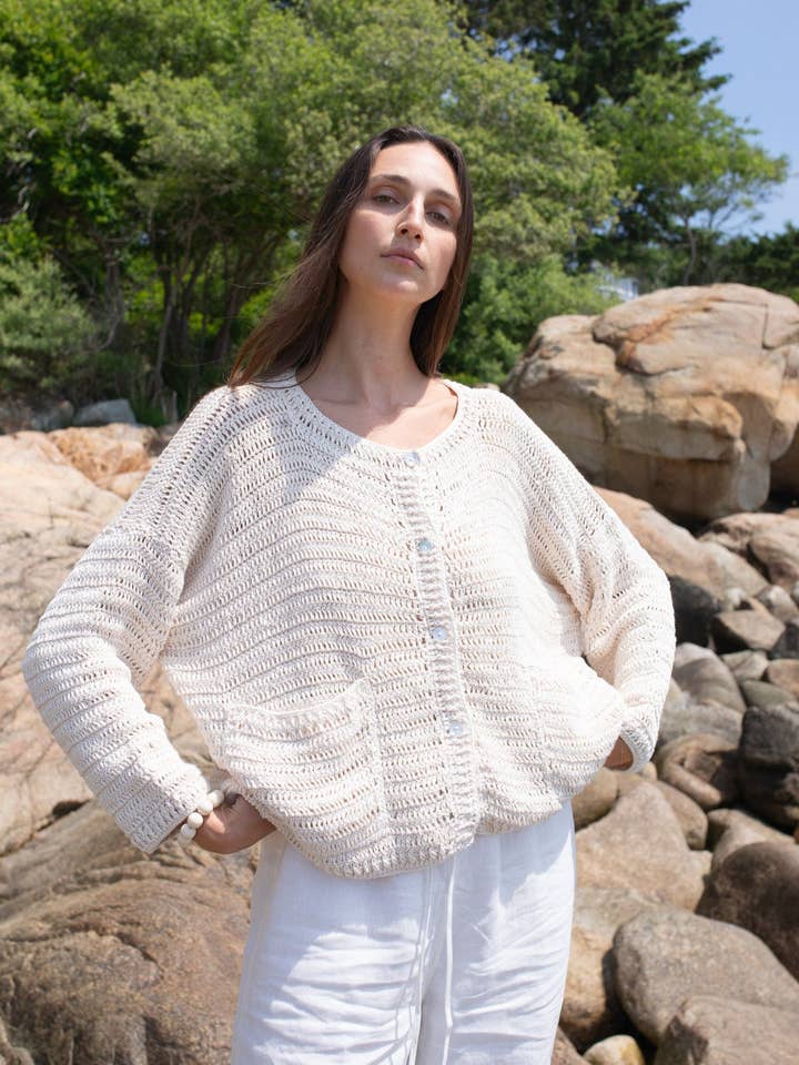 Creme Manuela hæklet cardigan for engroshandel på Faire0