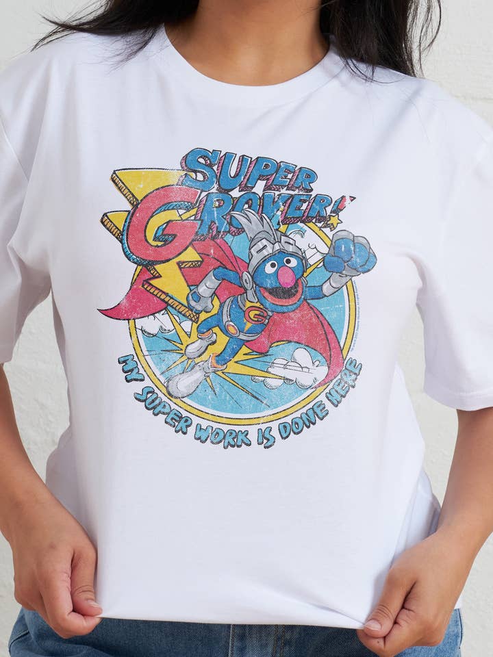 Threadheads – T-shirt estampada - Homem por atacado – Camiseta Super Grover Vintage2