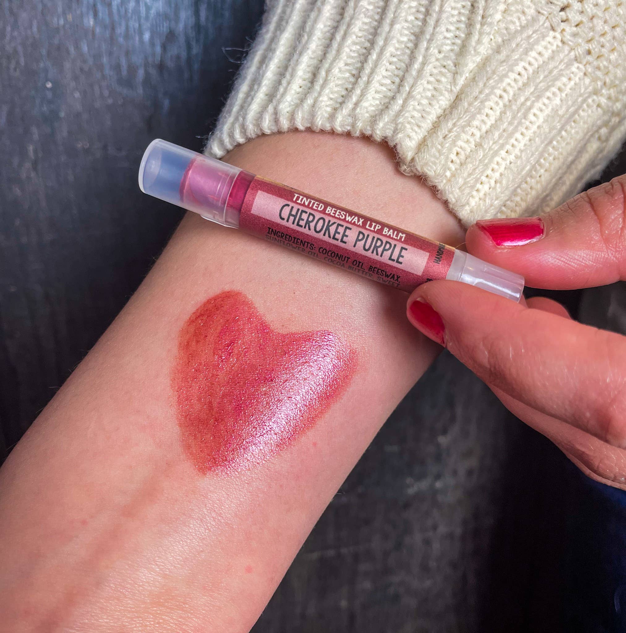 Messner Bee Farm - Wholesale Lip Balm - Cherokee Purple Tinted Lip Balm4