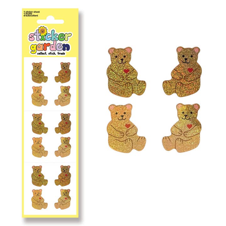 Adesivo Vintage Ispirato Glitter Beary Cute per Bambini per la vendita all'ingrosso da parte di Sticker Garden