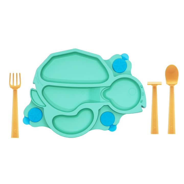 Constructive Eating - Wholesale Dinner Plate - Kids & Baby - Turtle Suction Plate and Training Utensils6