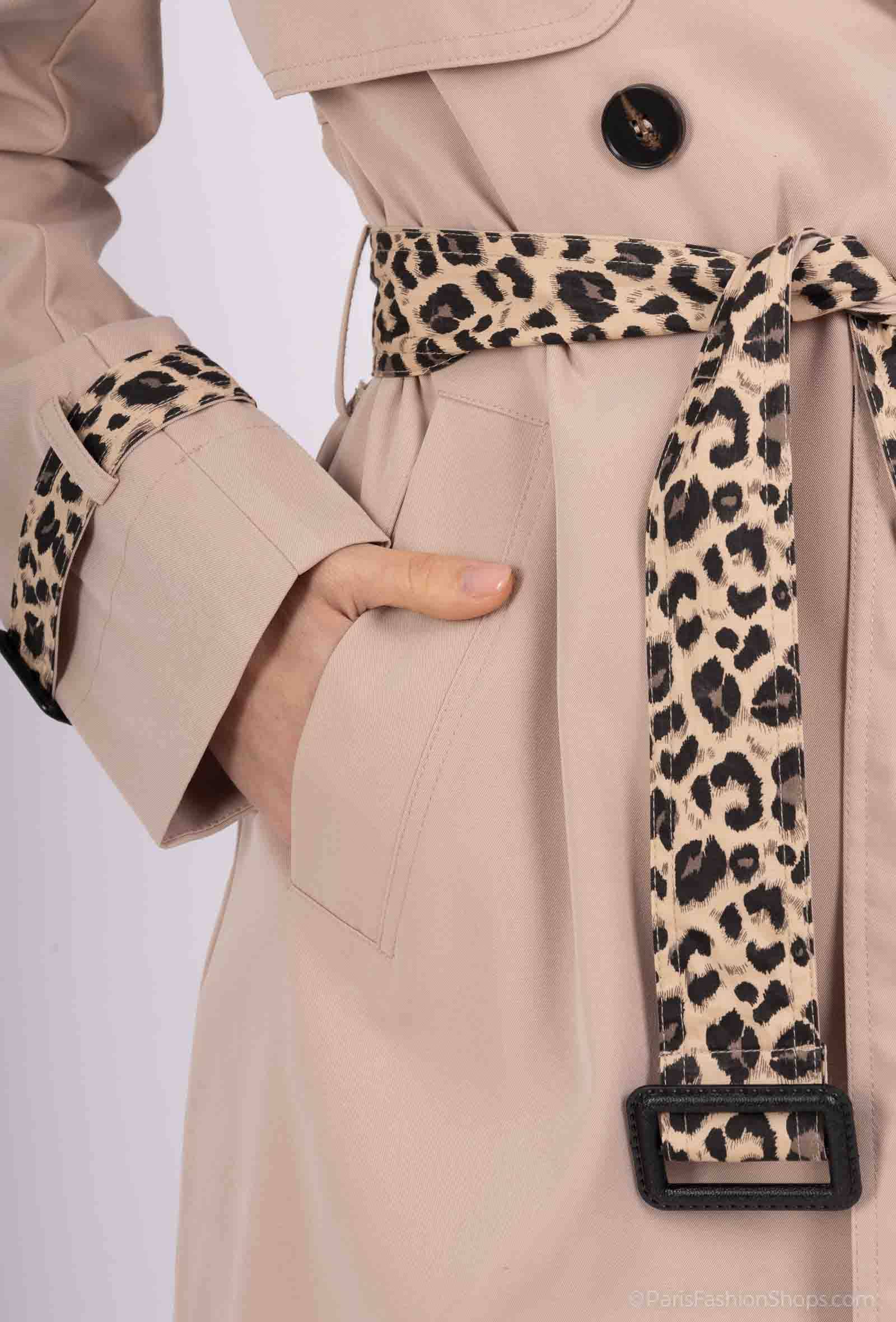 Afinity - Wholesale Trench Coat - Women's - Women's leopard trench A894-1 – elegant cut with belt2