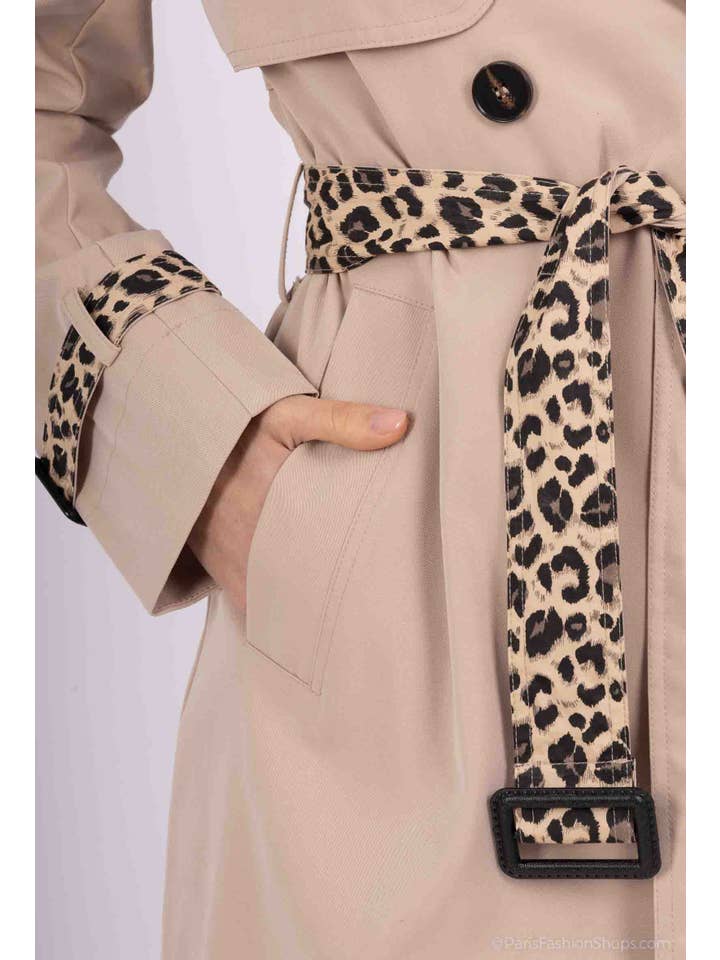 Afinity - Wholesale Trench Coat - Women's - Women's leopard trench A894-1 – elegant cut with belt2