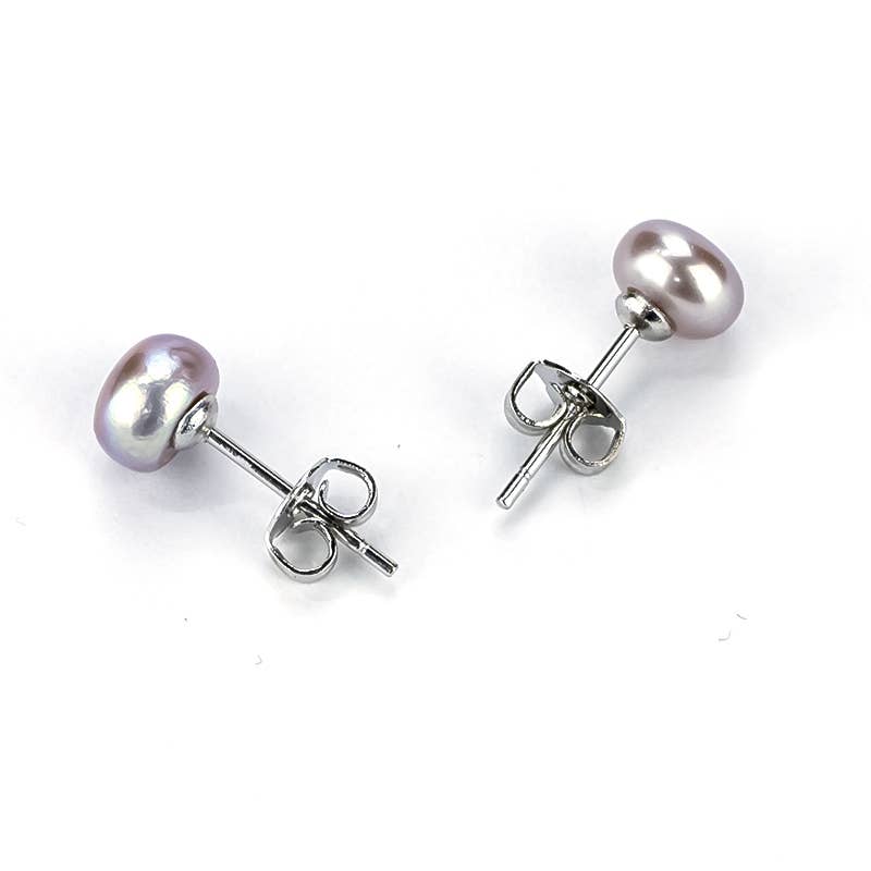 Vayo Pearls – wholesale Stud/post earrings – Freshwater Purple Pearl Freemantle Stud Earrings 8-9 mm AAA2